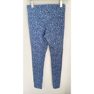 ECHT Leggings Womens Leapord Blue Flock SZ Large